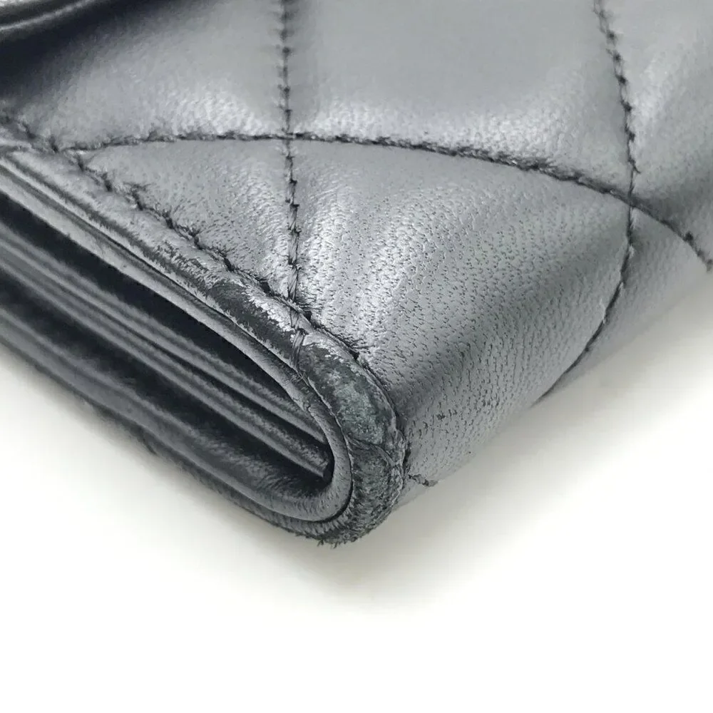 Chanel  Lambskin Quilted Long Flap Wallet Black with Silver Hardware - Picture 6 of 12